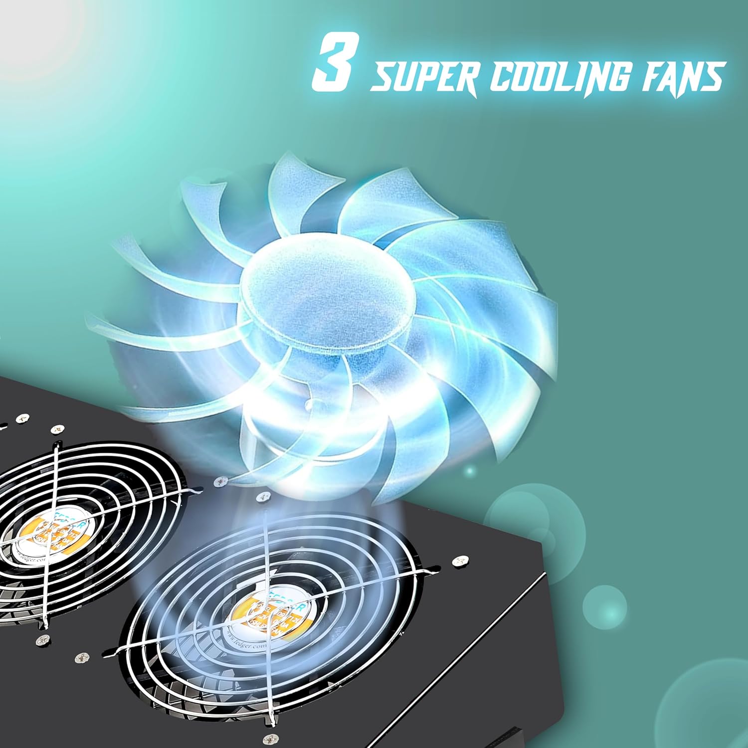 3-Fan Black MS Cooling Pad Detail