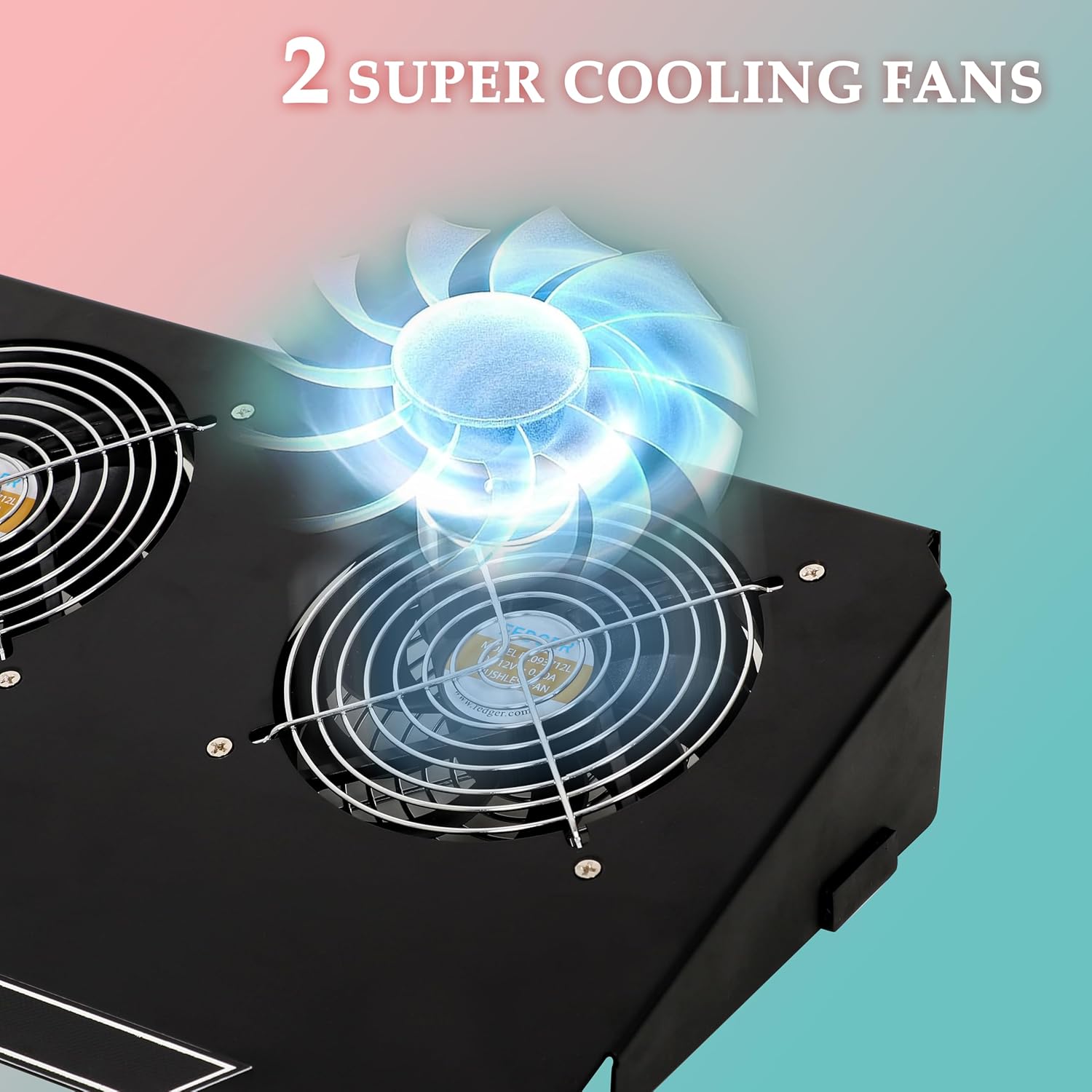 2-Fan Black MS Cooling Pad Detail